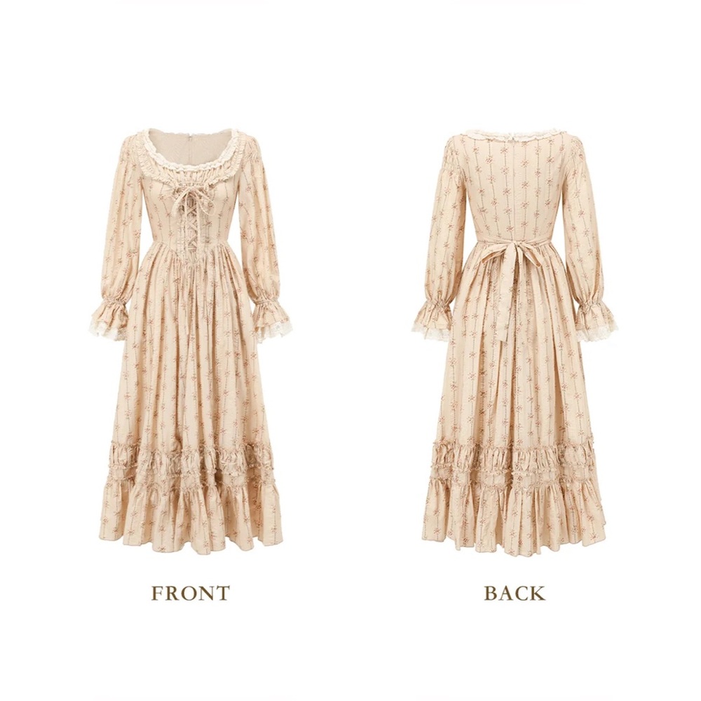 Elegant Cream Midi Dress - Picture 3 of 3